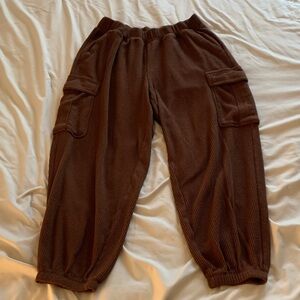 Brown Waffle Cargo Joggers